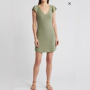 Nordstrom Treasure & Bond Flutter Sleeve Crochet Sweater Dress